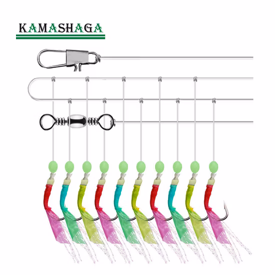 Lotus 3 Colors Simulated Fishskin Sabiki Hooks 7#