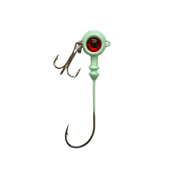 Fishing Barbed Hooks Hard Bait Luminous Head Jig Lure Carbon Steel Treble Hook 