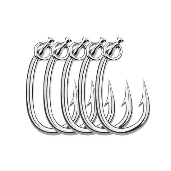 Tuna Fishing Hooks Ringed Live Bait Fishing Hook 10PCS Saltwater Big Game Hook for Tuna Circle Hooks Stainless Steel Fishing Hook with Action Ring Catfish Hooks 