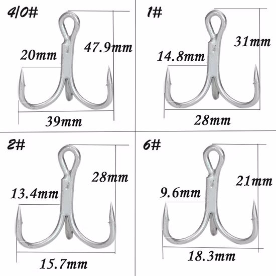 Fishing Hook 4X High Carbon Steel Quadruple Reinforcement Treble Hooks Anchor Fishing Bait Lure Tackle Accessories