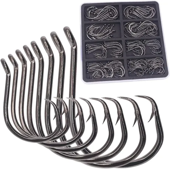 Fishing Ssw up Eye Circle Hook Live Bait Hook Black Nickel Sharp Offset Wide Gap Surf Fishing Catfish Bass Carp Bluegill Tuna Saltwater 1/0