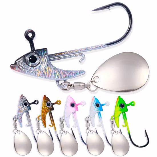 Wholesale Metal Lead Jig Head Swimbait Fishing Hooks with Spinner Blades 