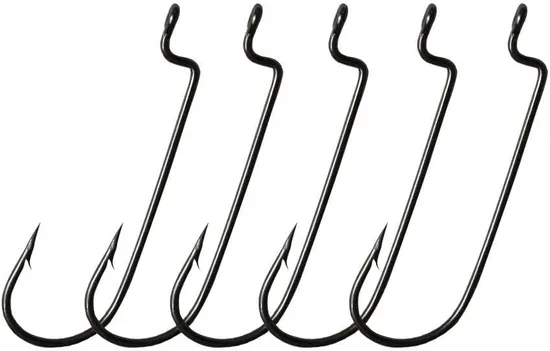 30PCS/Pack Offset Fishing Hooks Worm Hooks Black/Red High Carbon Steel Senko Bait Fishing Hooks 3/0 2/0 1/0 Long Shank Wide Gap Hook 